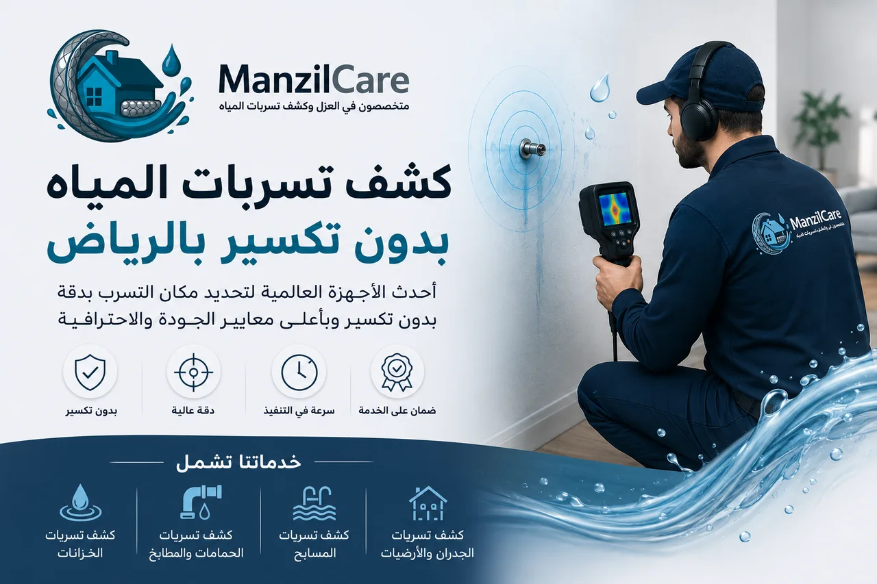 فريق كشف تسربات المياه في الرياض يعمل بأجهزة كشف دون تكسير عشوائي